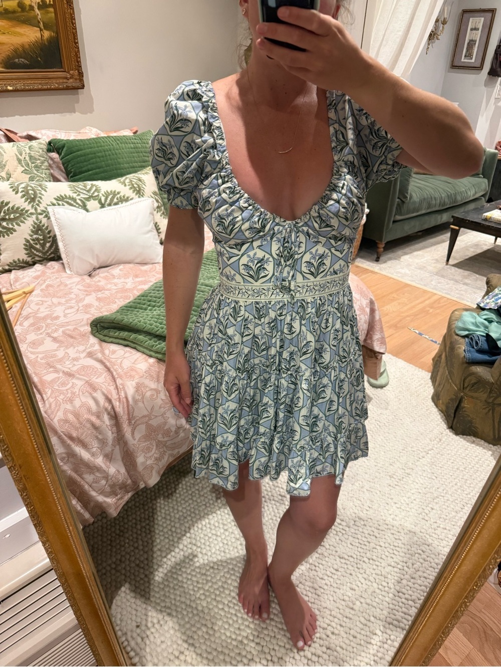 Agua by Agua Bendita Blue & Green Floral Mini Dress - Picture 5 of 6